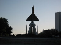 Monument of MIG-21 plane was built for 40th anniversary to the World War II
